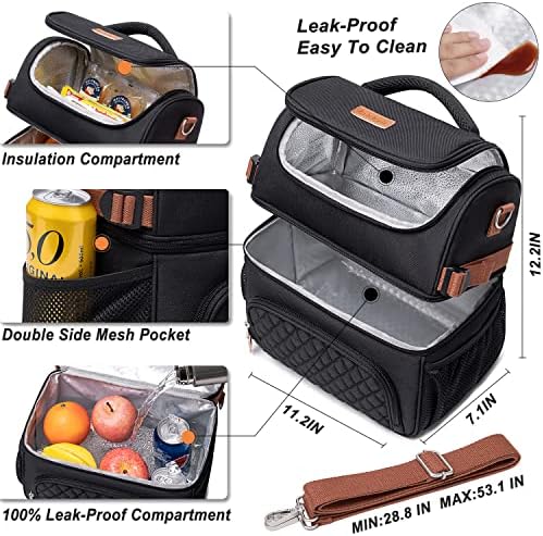 Artelaris Lunch Bag for Women, Large Double Deck Lunch Box Tote for