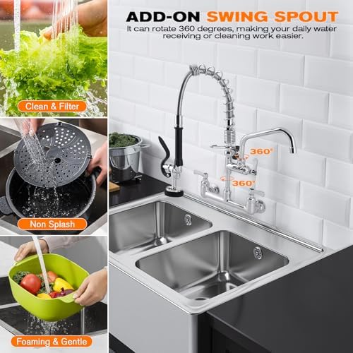 21" Height Commercial Sink Faucet with Sprayer