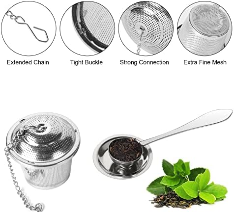 Numola Tea Ball Infuser for Loose Tea with Spoon and Drip Tray, 2Pcs