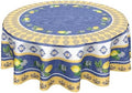 Lemon Round Tablecloth 60 Inch Blue Yellow French Country Style Fruit