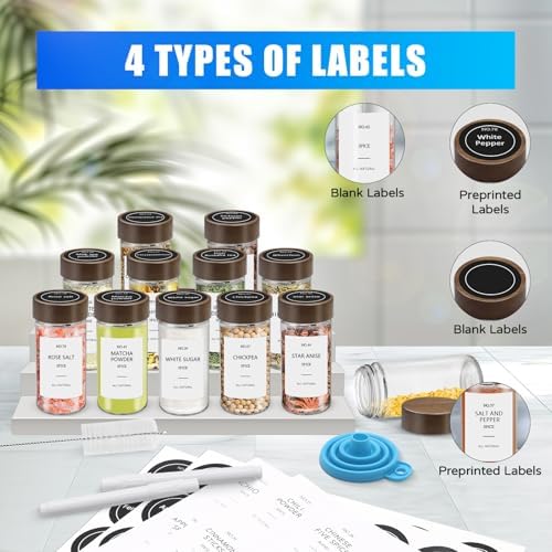 VIBRATITE 30 Pack 4 oz Round Glass Spice Jars with Acacia Lids and