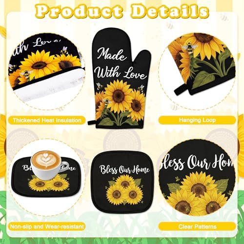 Tieshankao 10Pcs Sunflower Kitchen Decor Accessories Set