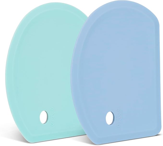 Silicone Dough Scraper with Stainless Steel Sheet, Curved Edge Flexible Bowl by SAPID