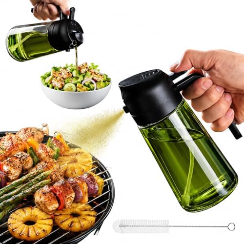 Roshara Oil Sprayer, 470ml Green Glass Bottle