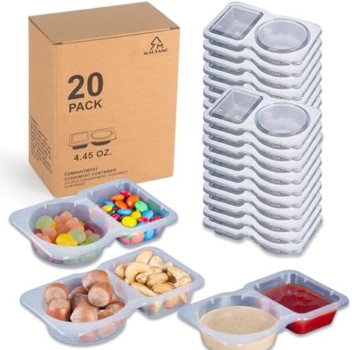 MACTANO 20 Sets Condiment Container with Lid, Disposable Double