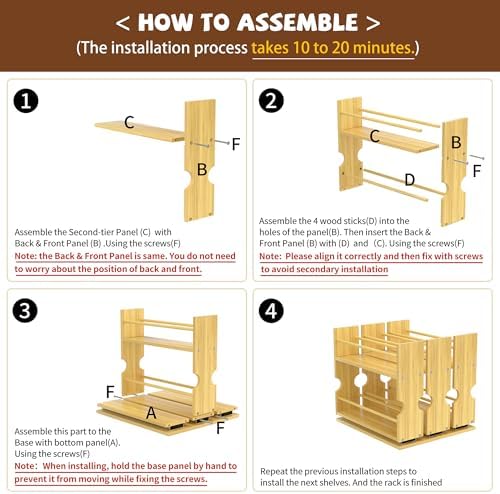 Jolitac Bamboo Pull Out Spice Rack for Cabinet, Slide Out Drawers