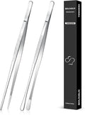 2 Pcs 10-inch Cooking Tweezers Tongs Precision Serrated Tips, Stainless Steel by SOUXMUX