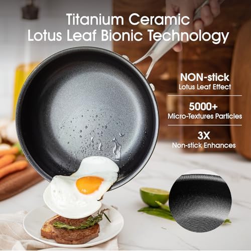 Nonstick Frying Pan Set – 8" 10" 12" Titanium Ceramic Skillet with Lid, Stay-Cool Handle,PFAS, PTFE, PFOA-Free, Non-Toxic, Dishwasher & Oven Safe, Compatible with All Cooktops