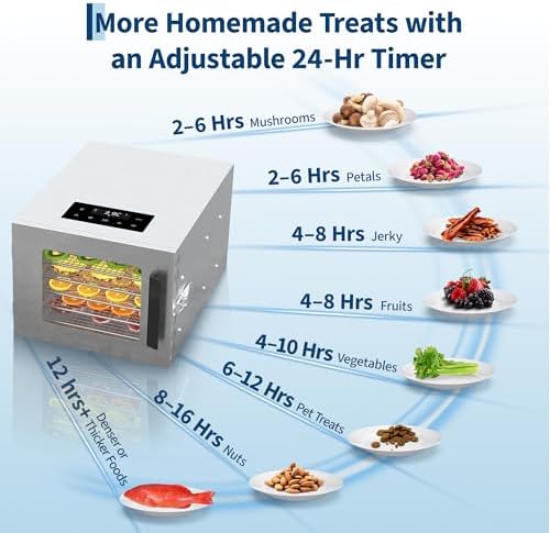 OUTLANE Food Dehydrator, 6-Tray 304 Stainless Steel
