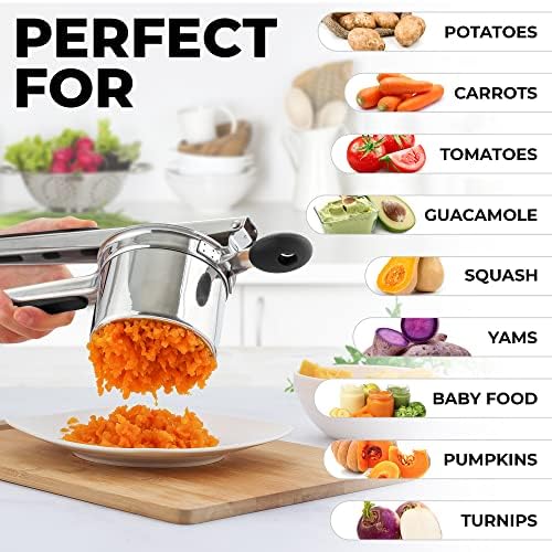 Zulay Kitchen Large 15oz Potato Ricer, Heavy Duty Stainless Steel