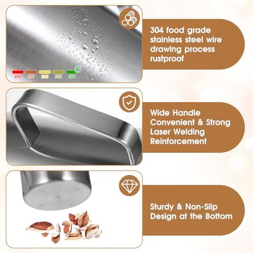 Stainless Steel Metal Pitcher with Lid 2 L 70 oz Measuring Cup with