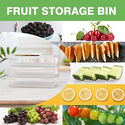3 Pack 2.5L Fruit Storage Containers for Fridge with Water Drain Trays