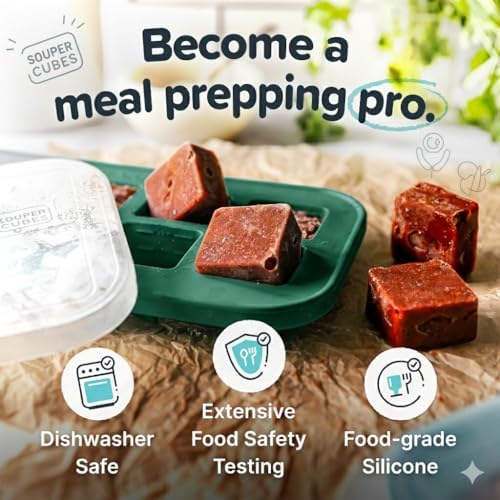 Souper Cubes 2 Tbsp Silicone Freezer Molds with Lids, Kale, 2-Pack