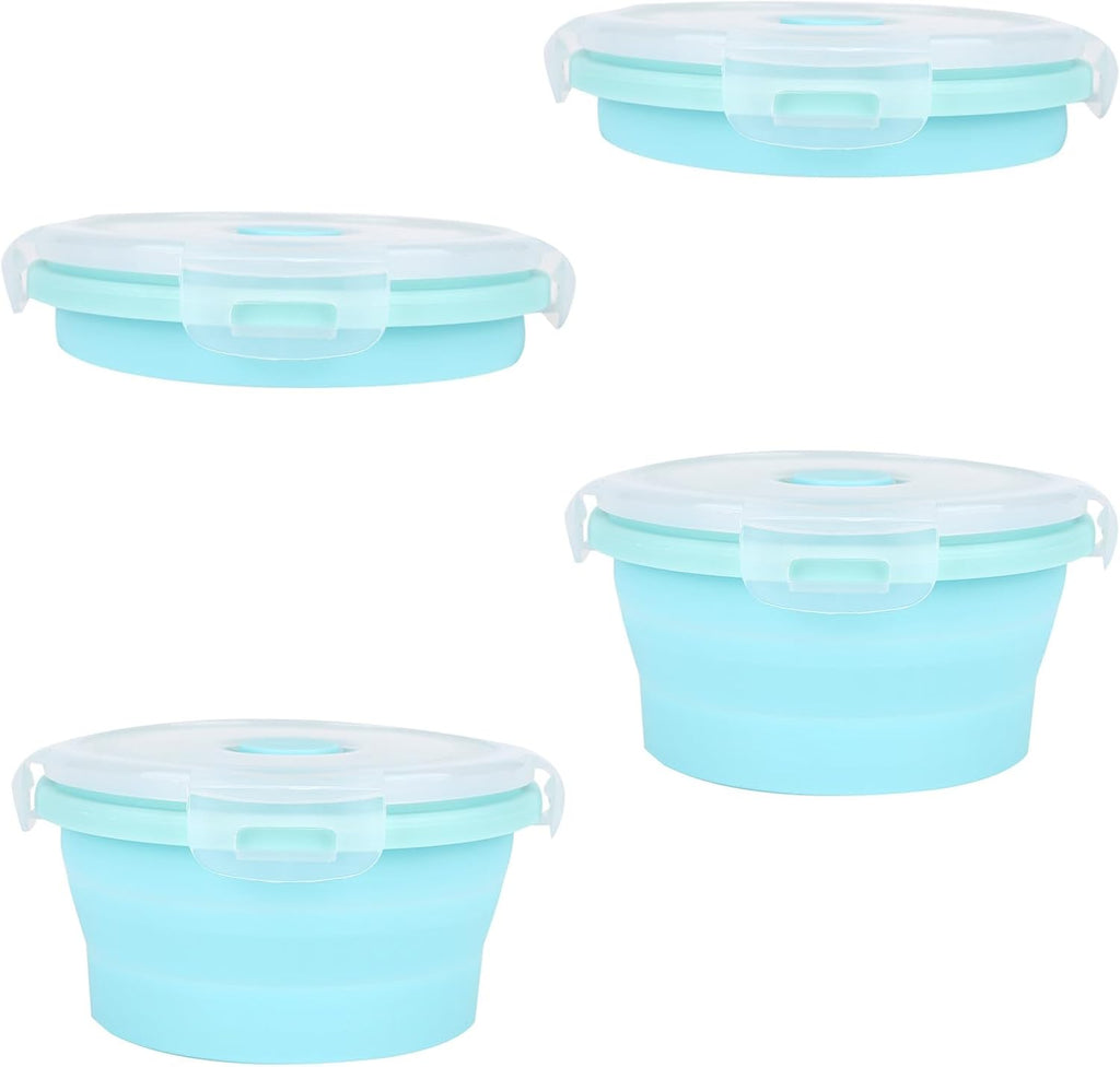 2pcs Collapsible Dog Bowls, Silicone Food & Water Travel Bowl with Lid