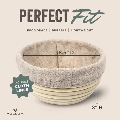 Vollum Round Banneton Bread Proofing Basket, 8.5"