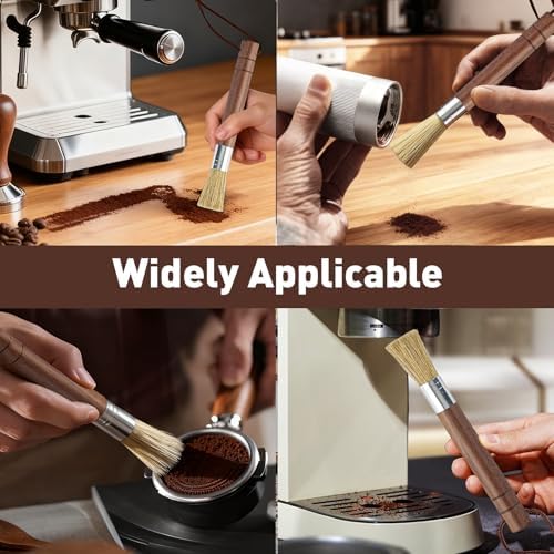 Coffee Grinder Cleaning Brush Set, Walnut Wood Handle