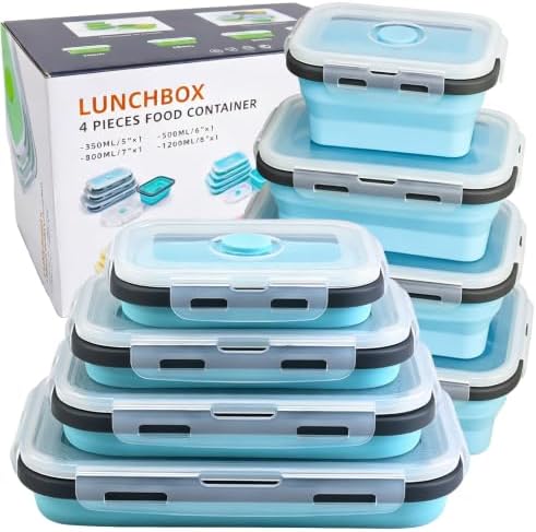 Decorwell 4 Collapsible Food Storage Containers, 12/17/27/40 oz