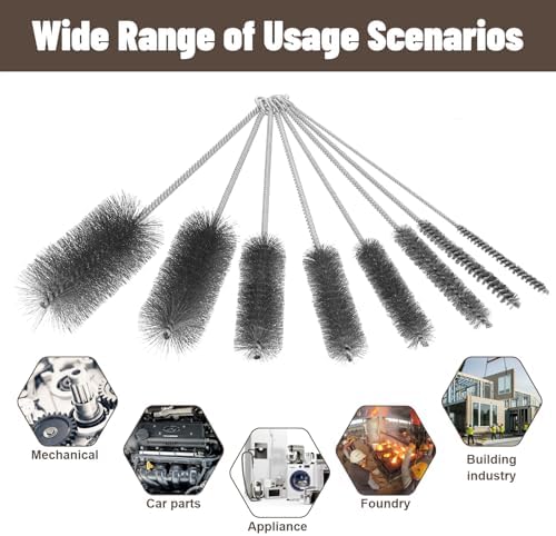 8 Pcs 11.8 Inch Pipe Cleaning Brush Set with Stainless Steel Bristles