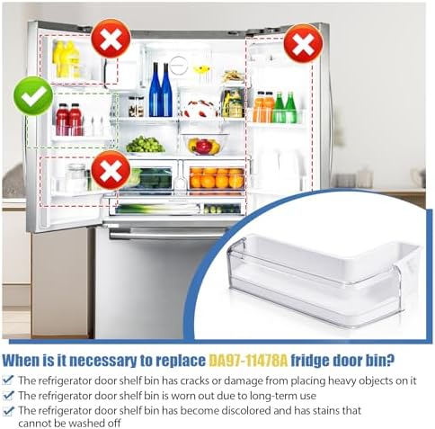 DA97-11478A Left Door Middle Shelf Bin Compatible with Samsung