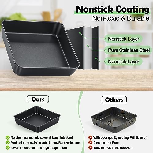 TeamFar 9x9 Inch Square Cake Pan with Lid, Non-Stick Square Baking Pan