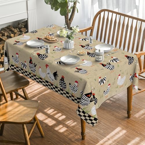Horaldaily Rooster Rustic Country Tablecloth 60×84 Inch Rectangular