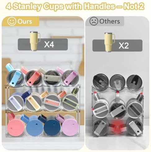 Stackable Water Bottle Organizer for Cabinet - Large Tumbler Organizer