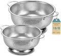 Pleafind Colander for Kitchen - 5 QT & 3 QT Stainless Steel Strainer with Handle, Kitchen Strainer Colanders Bowl for Pasta, Noodles, Spaghetti, Vegetables and Fruits, Rust-Resistant & Dishwasher Safe