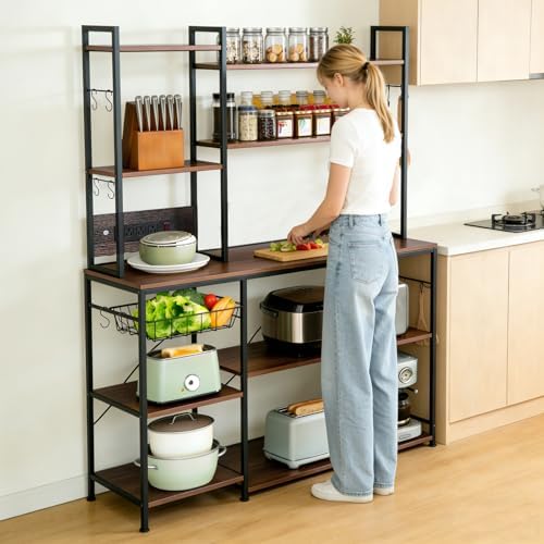 6-Tier Kitchen Microwave Bakers Rack with Power Outlet