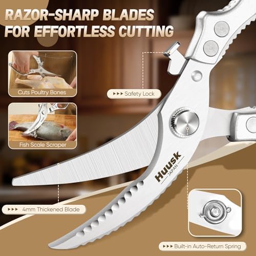 Huusk Heavy Duty Kitchen Scissors Set – All Purpose Japanese Poultry