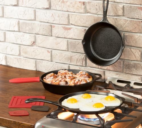 Lodge Essential Cast Iron Skillet Set, 7-Piece, Black