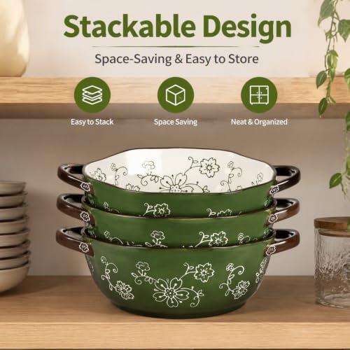 AVLA 4 Pack Ceramic Soup Bowls, 22 Ounces Porcelain Serving Bowl Set