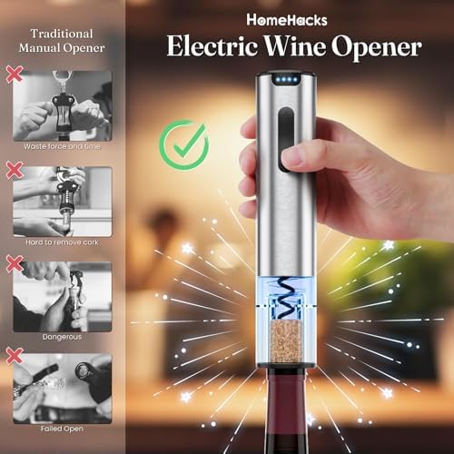 HomeHacks Electric Wine Opener, Automatic Wine Opener with Foil