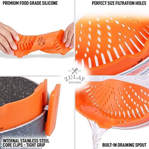 Zulay Silicone Pot Strainer - Adjustable Snap On Strainer For Most
