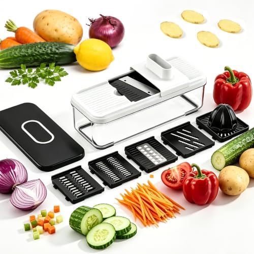 Solucky Mandoline Vegetable Slicer, 7-in-1, 5 Blades