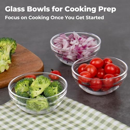8.5 oz Clear Glass Bowl, Small Prep Bowls for Prepping Ingredients