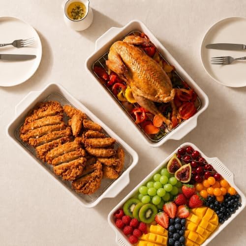 2 Pack 9x13 Ceramic Casserole Dish with Lid