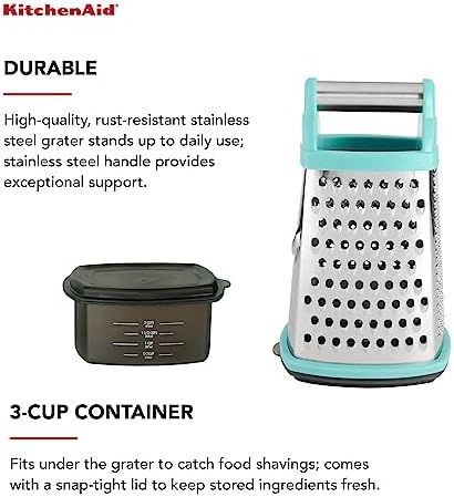 KitchenAid Gourmet 4-Sided Stainless Steel Box Grater, Aqua
