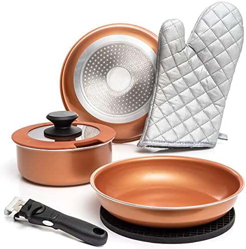 Moss & Stone 7-Piece Nonstick Pots and Pans Set, Removable Handle