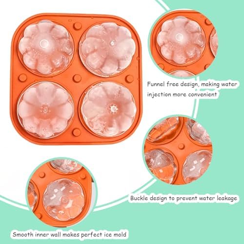 RIICFDD Halloween Pumpkin Ice Cube Mold Orange Silicone Ice Tray with