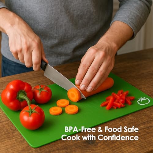 EMMANA - Plastic cutting board for kitchen. Set of 8 – 6 Color-Coded