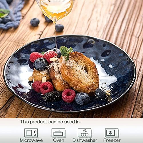 vicrays Ceramic Dessert Salad Plates, 8 Inch, Set of 6, Round
