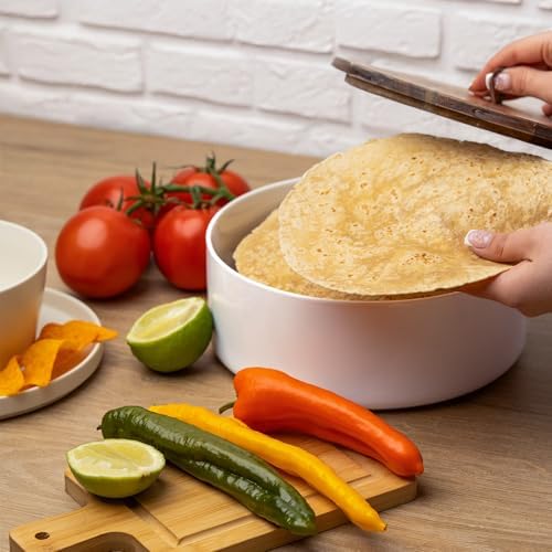 Tortillada - Tortilla Warmer Ceramic with Lid 9 Inch, Bread Warmer