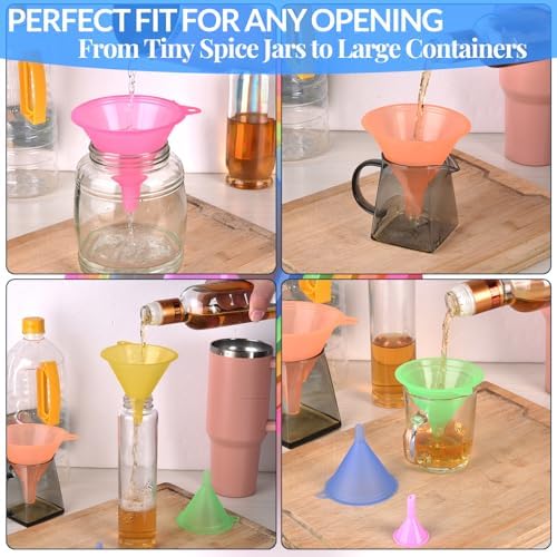 6 Pcs Plastic Funnel Set - Mini/Small/Large Funnels Set for Kitchen