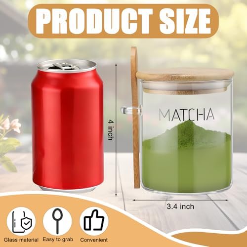 Suclain 15 oz Matcha Glass Container with Airtight Lid and Spoon