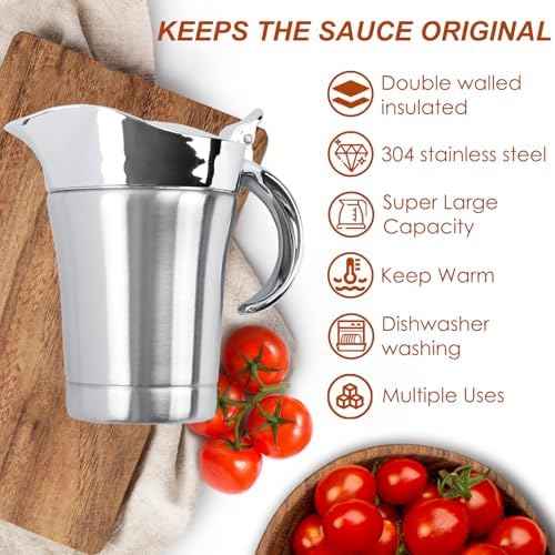 Double Insulated Gravy Boat, 18/8 Stainless Steel Sauce Jug Gravy Boat