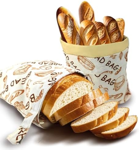 2-Pack Reusable Beeswax Bread Bags, XL Organic Cotton