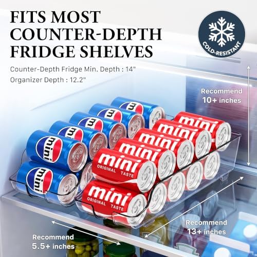 Simple Houseware Mini Soda Can Organizer Dispenser Fridge/Pantry, Set of 2