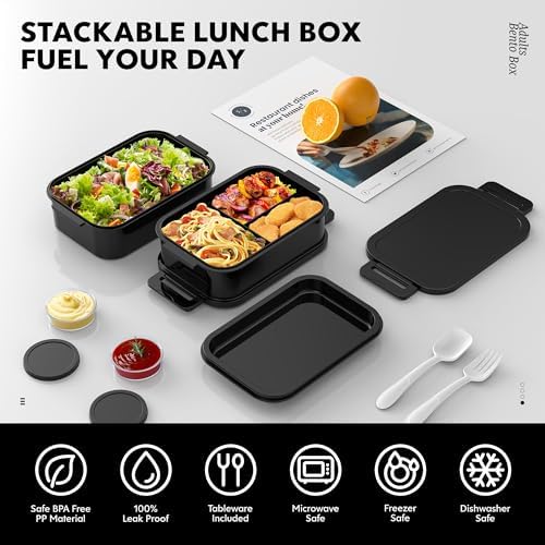 Jelife Adult Bento Box Lunch Box - Large Style Bento Lunch Box for