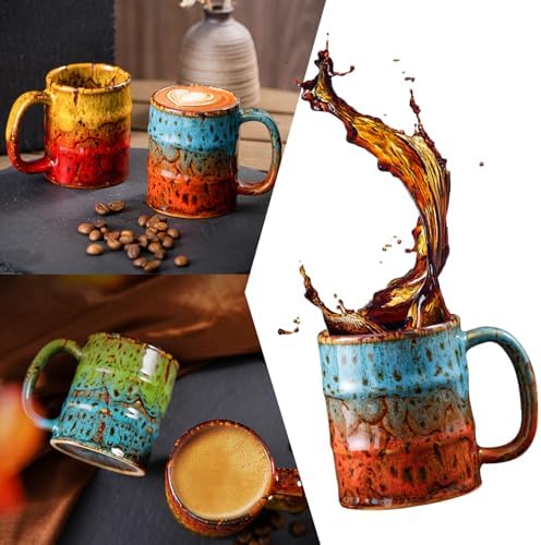 Handcrafted Ceramic Espresso Cups Set of 6, 5 oz - Kiln Glazed Small