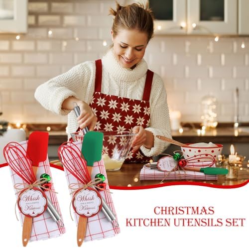Remerry 18 Pcs 6 Set Christmas Whisk Baking Gifts,Grid,Wood